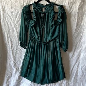 Free People chiffon cold shoulder long sleeves mini dress